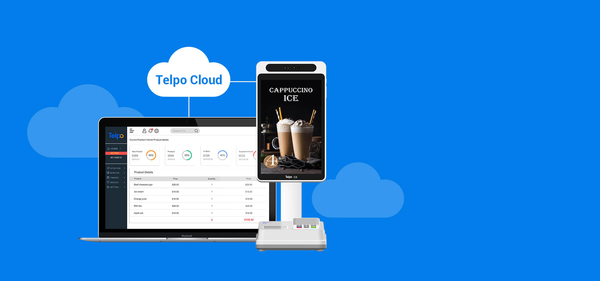 Telpo C9 touchscreen facial Payment terminal machine with Telpo Cloud 